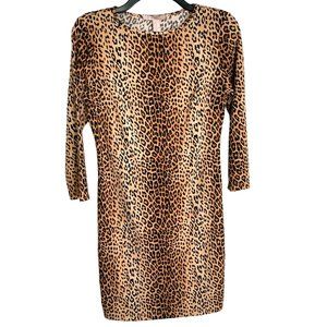 Forever 21 Womens Y2K Black and Tan Animal Print Knit Mobwife Dress Size M